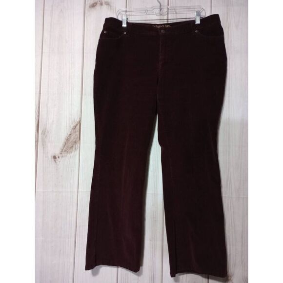 St Johns Bay Pants Ladies 14 Petite Corduroy Bootcut‎ Maroon - Picture 1 of 7
